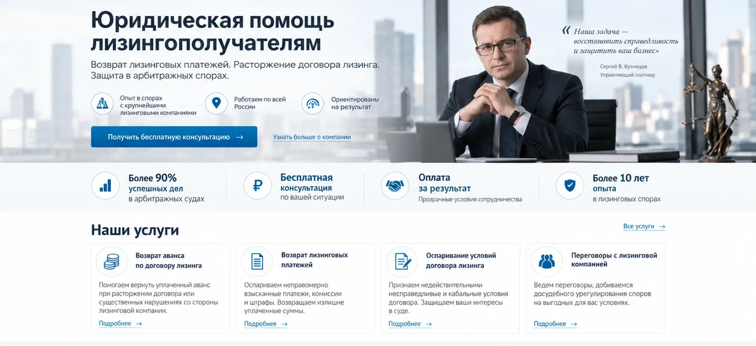 Сайт юридической компании «Лизингополучатель»