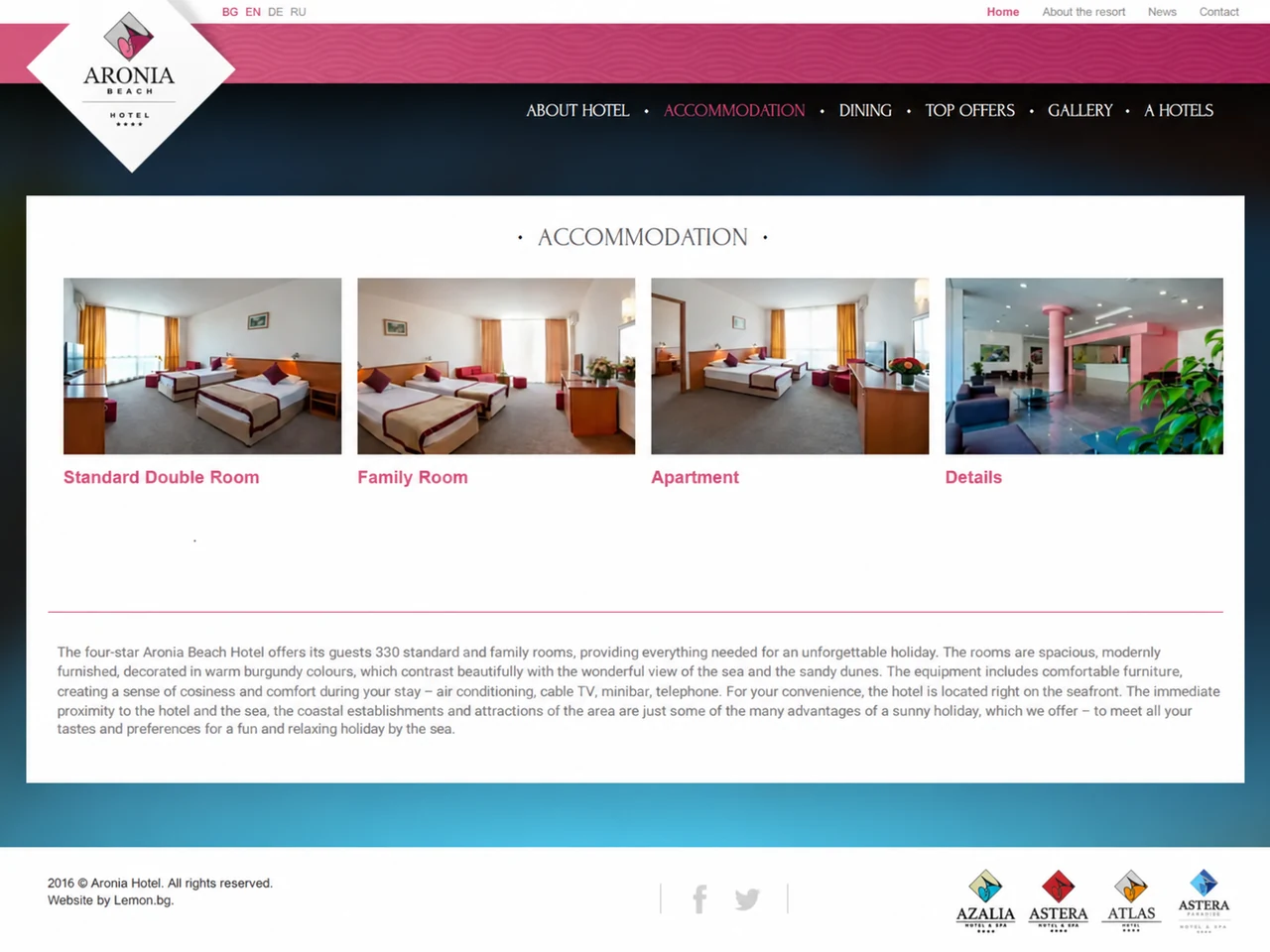 Aronia Beach Hotel accommodation catalogue