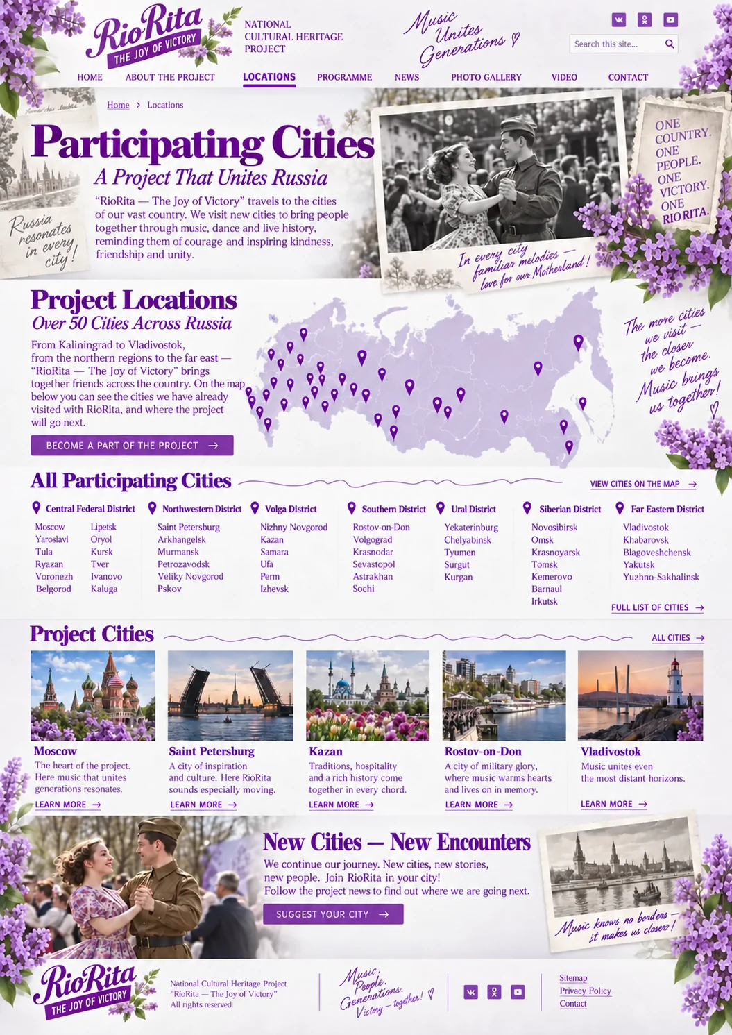 Project locations and participating cities page