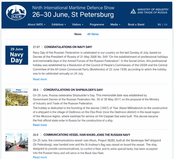 International Maritime Defence Show news page